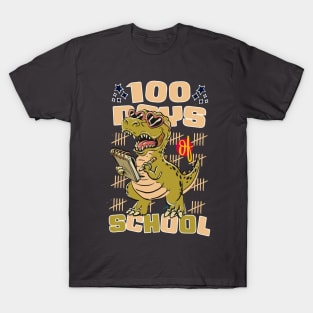 100 days of school featuring a friendly T-rex Dino Holding a notebook  #2 T-Shirt